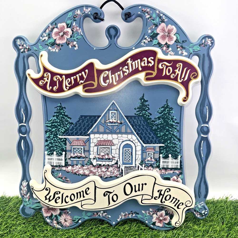 Merry Christmas Welcome To Our Home Sign Cottage Wall Plaque 15x13